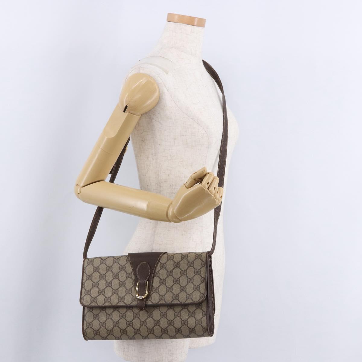 GUCCI GG Supreme Shoulder Bag PVC Beige Gold 904 02 050 Auth 193524