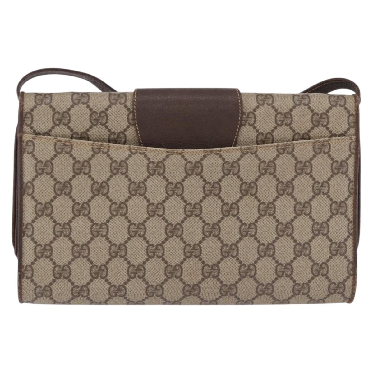 GUCCI GG Supreme Shoulder Bag PVC Beige Gold 904 02 050 Auth 193524