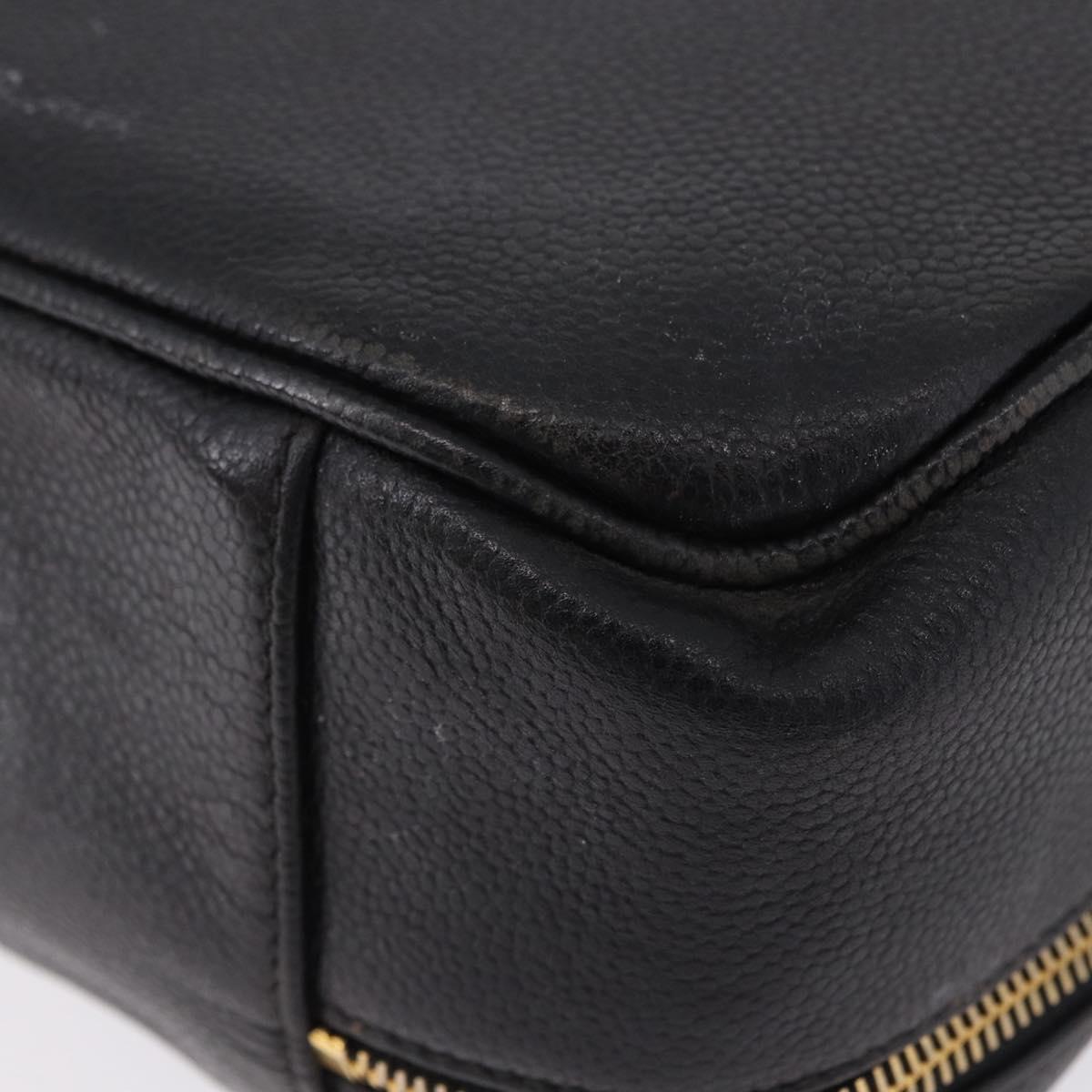 CHANEL COCO Mark Vanity Hand Bag Caviar Skin Black Gold CC Auth 193527