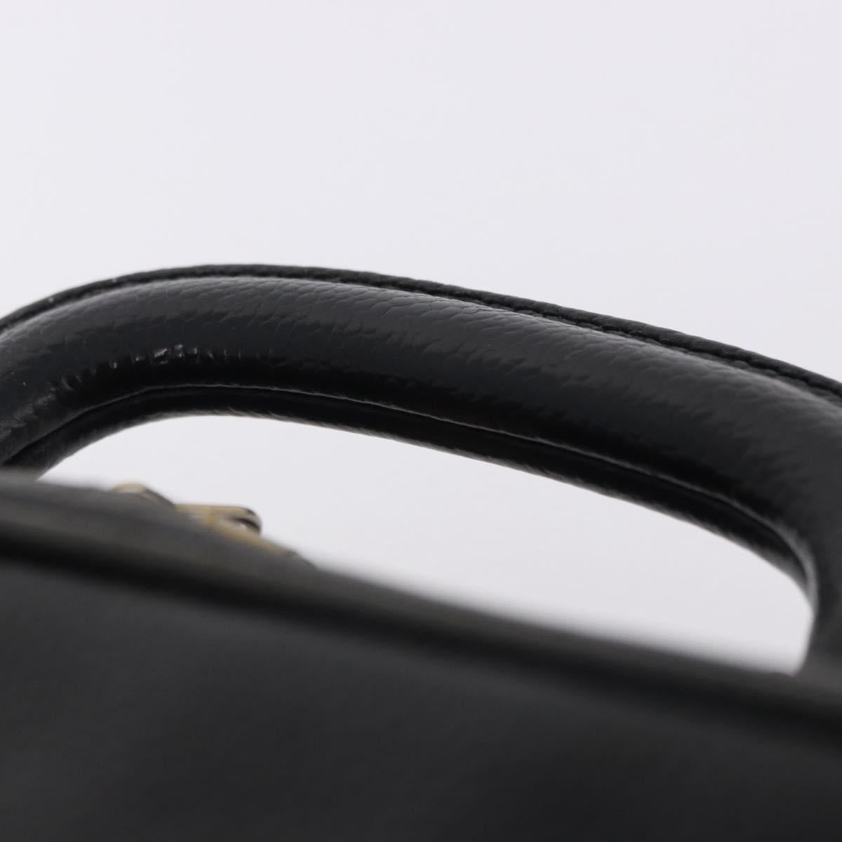 CHANEL COCO Mark Vanity Hand Bag Caviar Skin Black Gold CC Auth 193527