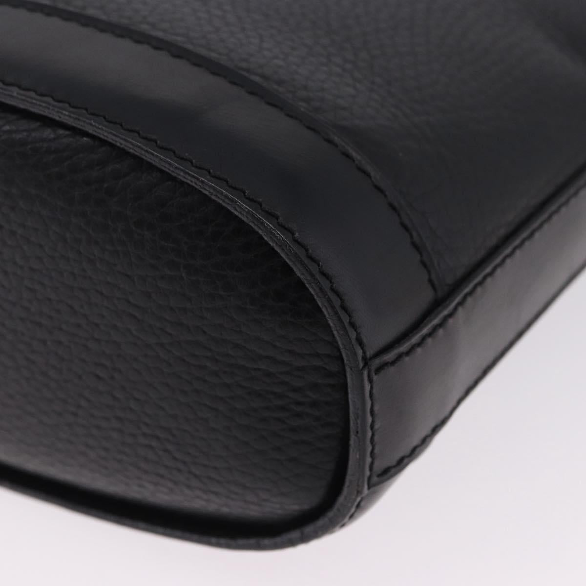 CELINE Shoulder Bag Leather Black Gold Auth 193528