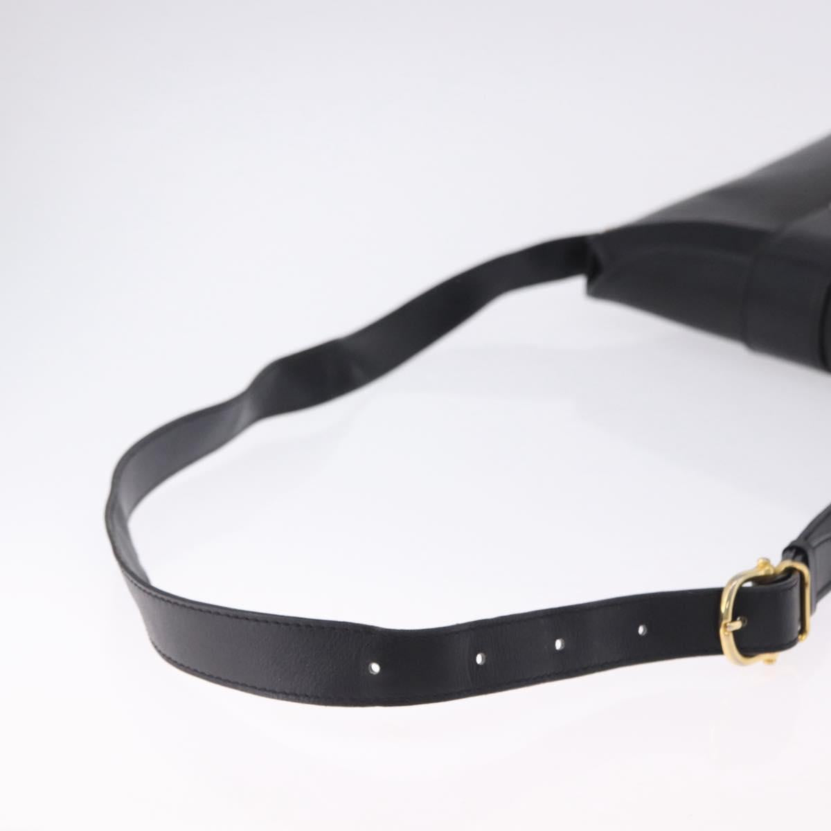 CELINE Shoulder Bag Leather Black Gold Auth 193528