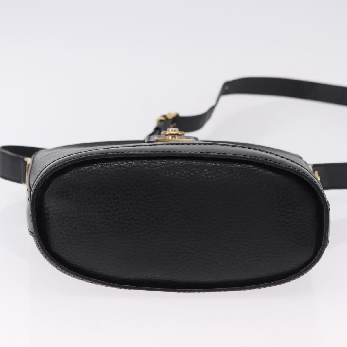 CELINE Shoulder Bag Leather Black Gold Auth 193528