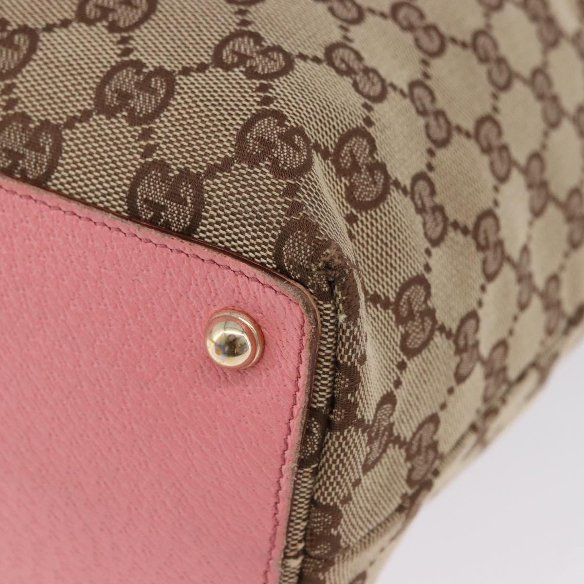 GUCCI GG Canvas Tote Bag Beige Gold 120836 Auth 193531