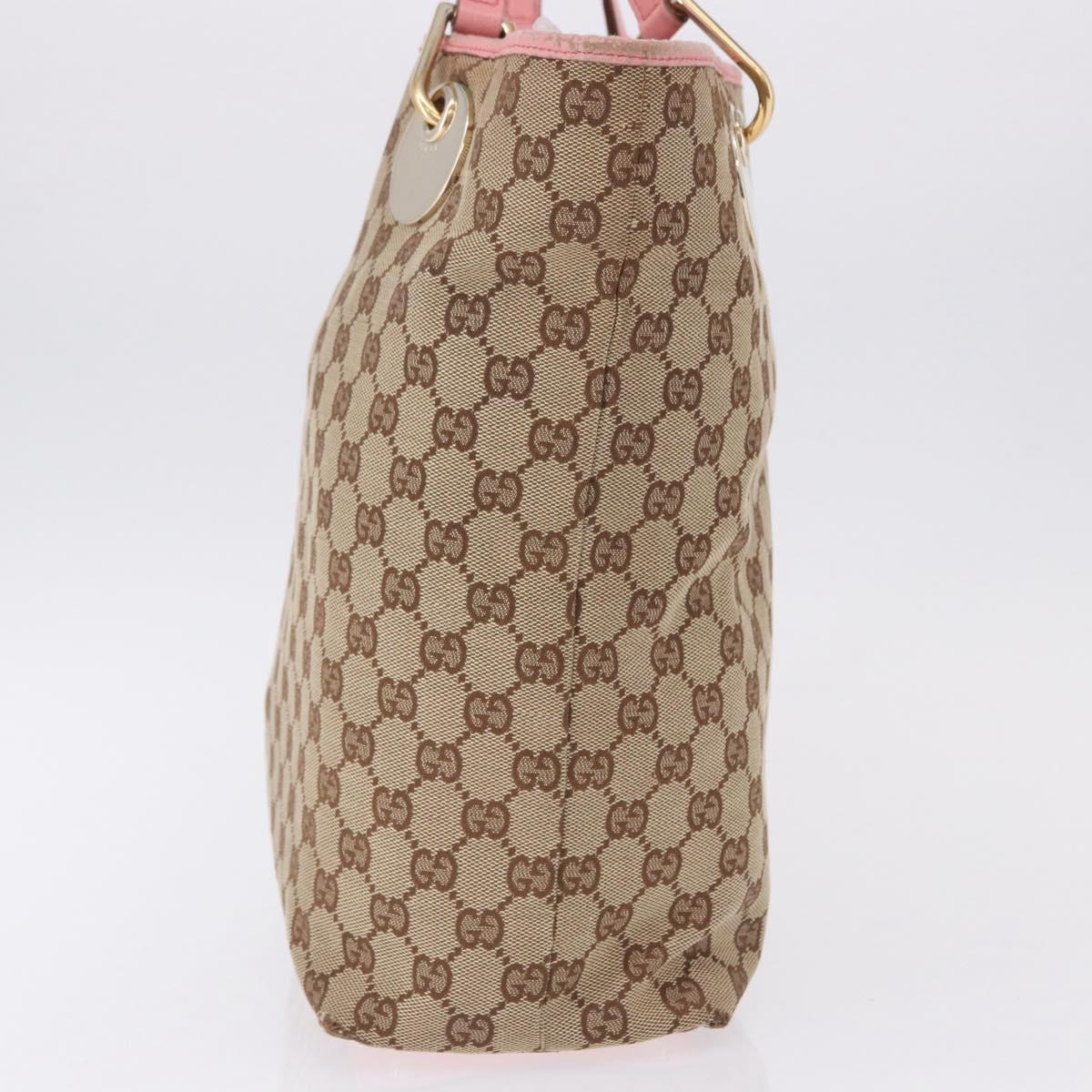 GUCCI GG Canvas Tote Bag Beige Gold 120836 Auth 193531