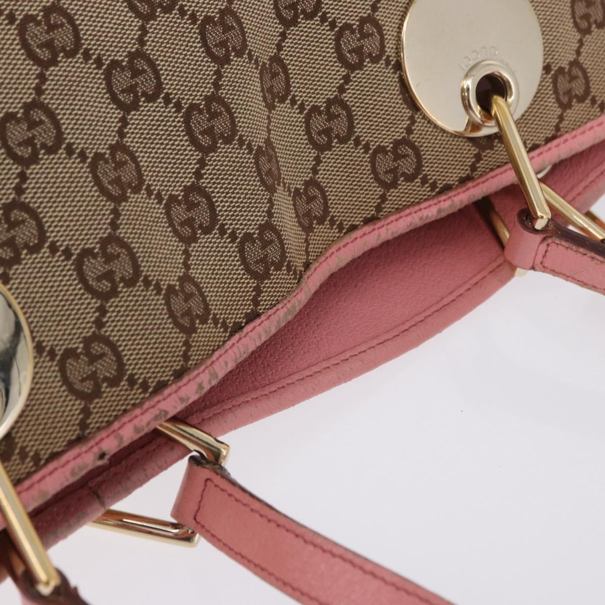 GUCCI GG Canvas Tote Bag Beige Gold 120836 Auth 193531