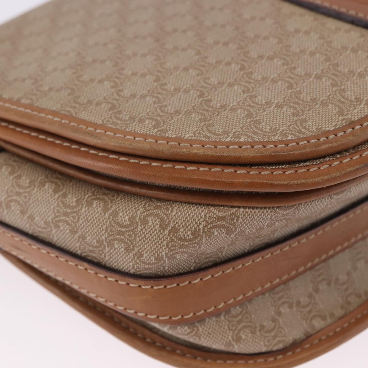 CELINE Macadam Canvas Shoulder Bag PVC Beige Gold Auth 193532