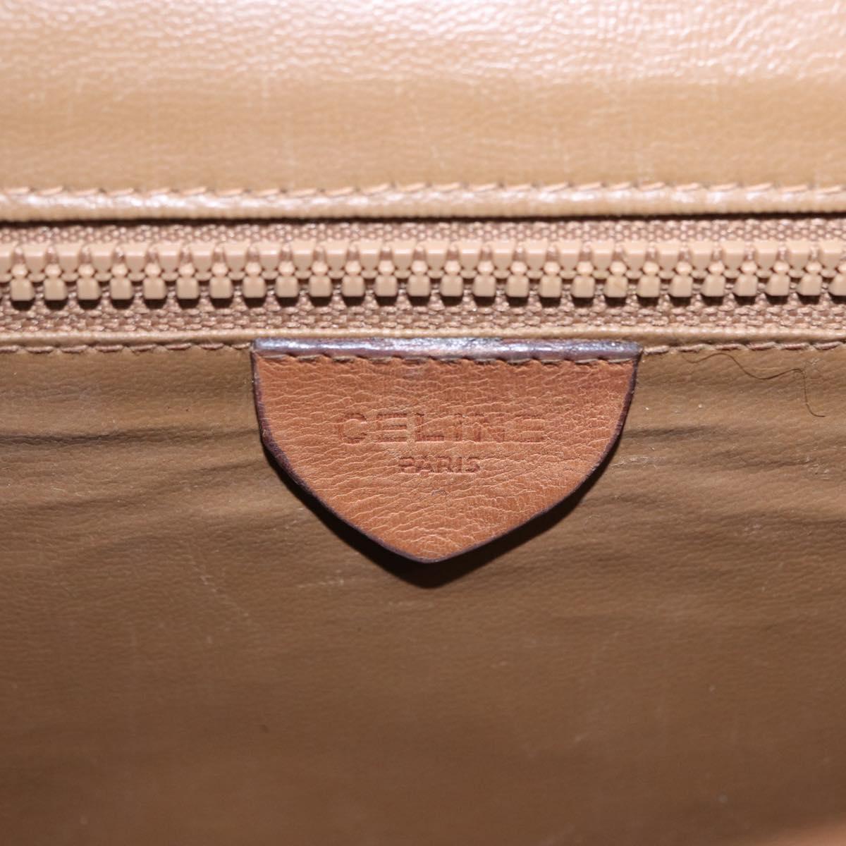 CELINE Macadam Canvas Shoulder Bag PVC Beige Gold Auth 193532
