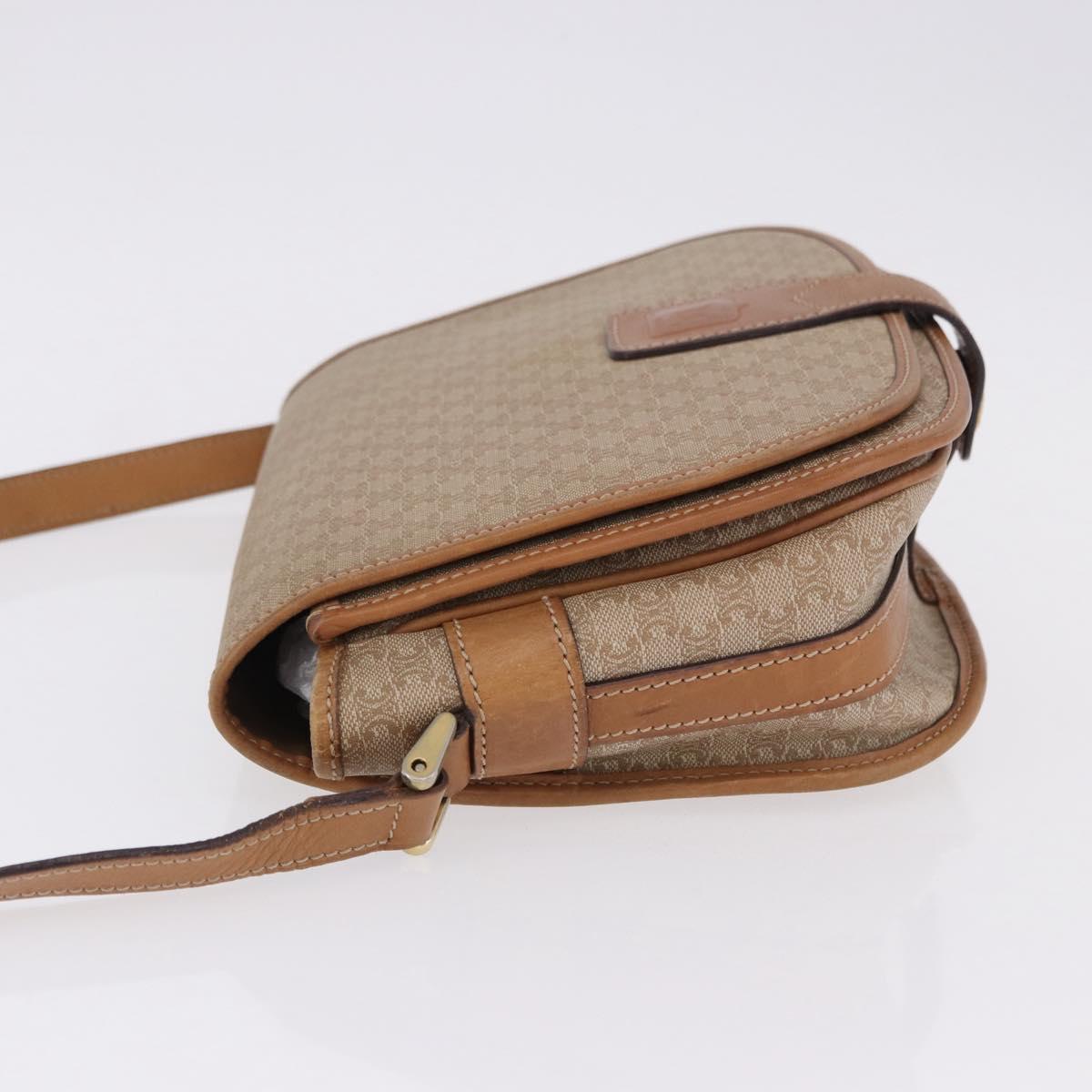 CELINE Macadam Canvas Shoulder Bag PVC Beige Gold Auth 193532