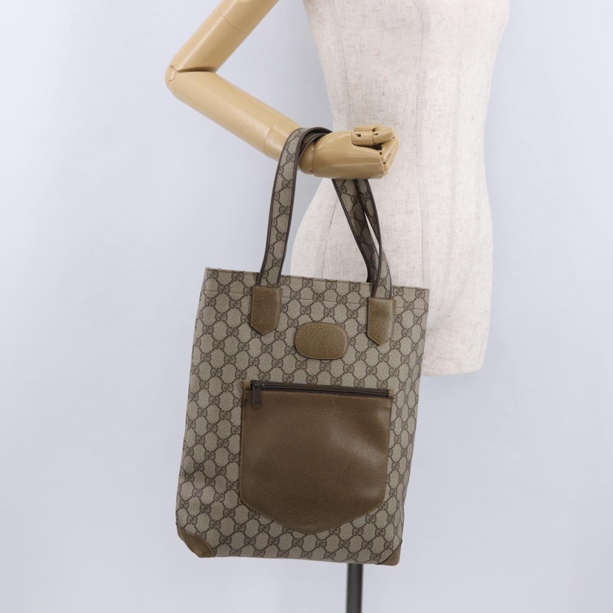 GUCCI GG Supreme Tote Bag PVC Beige Gold 002 103 1301 Auth 193534