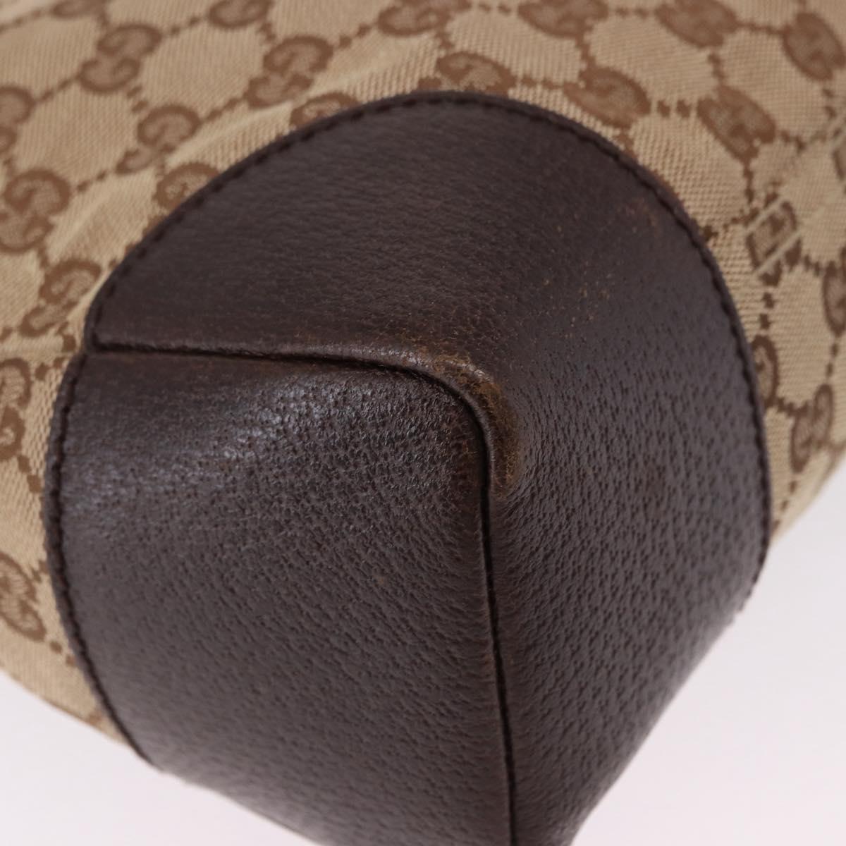 GUCCI GG Canvas Shoulder Bag Beige Silver 110054 Auth 193535
