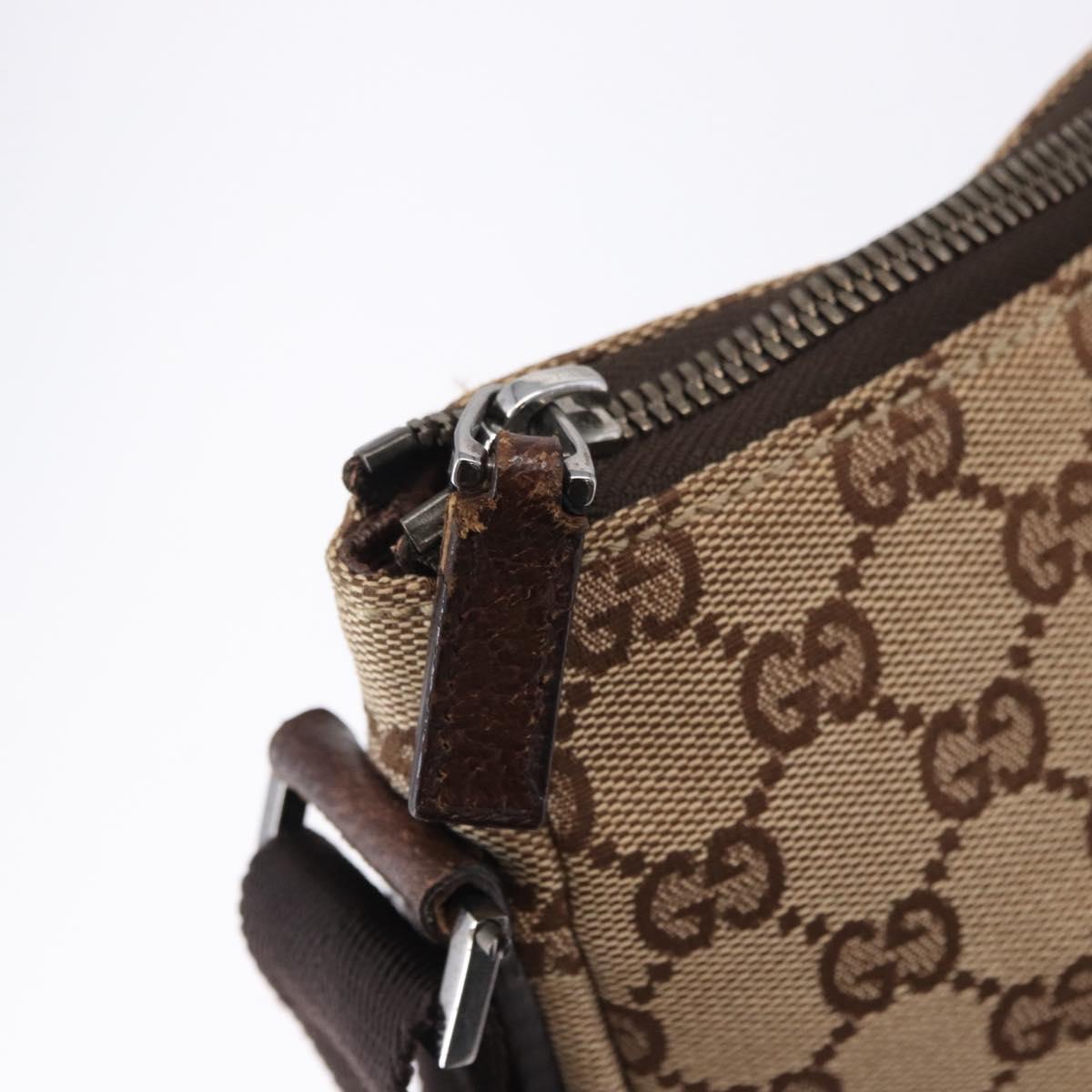 GUCCI GG Canvas Shoulder Bag Beige Silver 110054 Auth 193535
