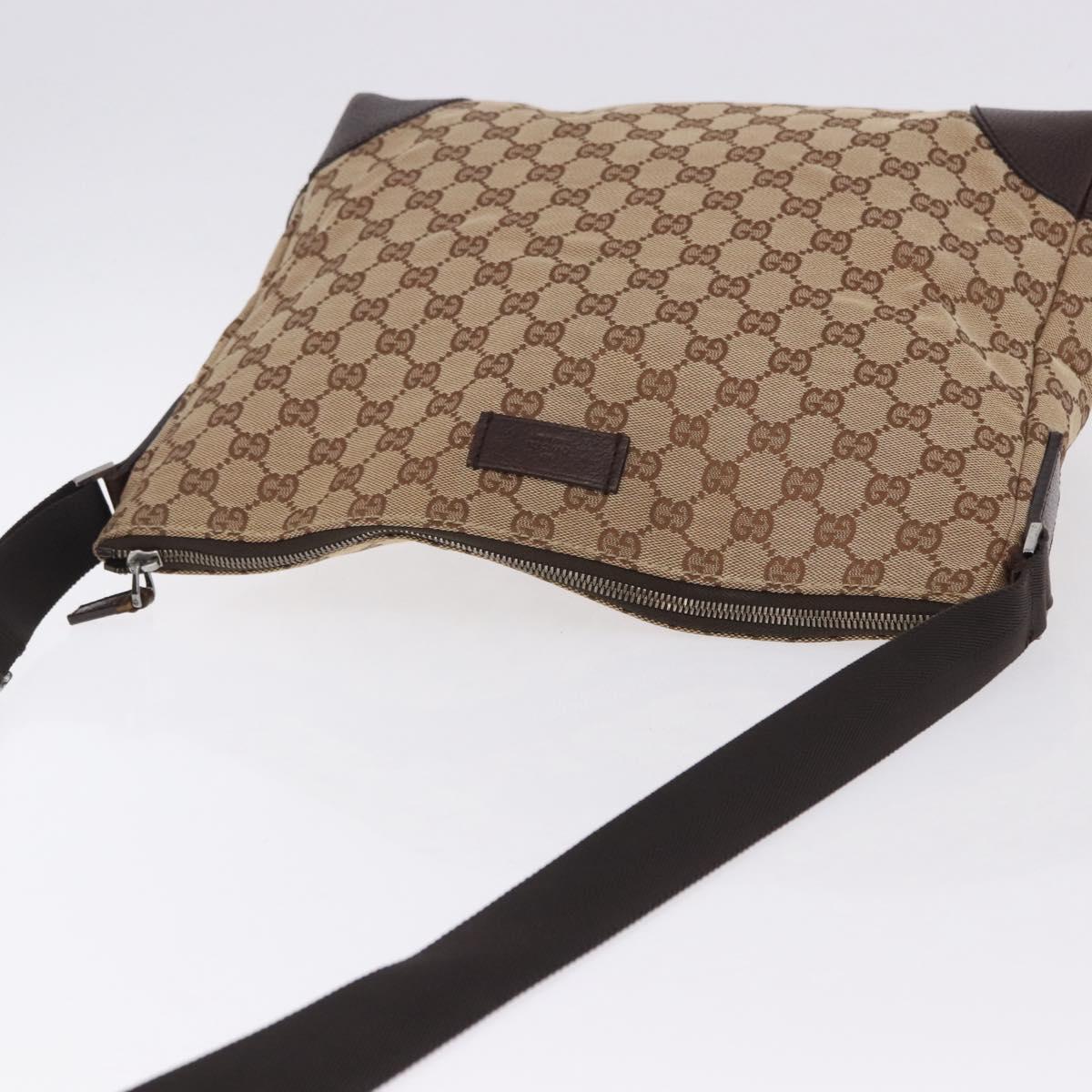 GUCCI GG Canvas Shoulder Bag Beige Silver 110054 Auth 193535