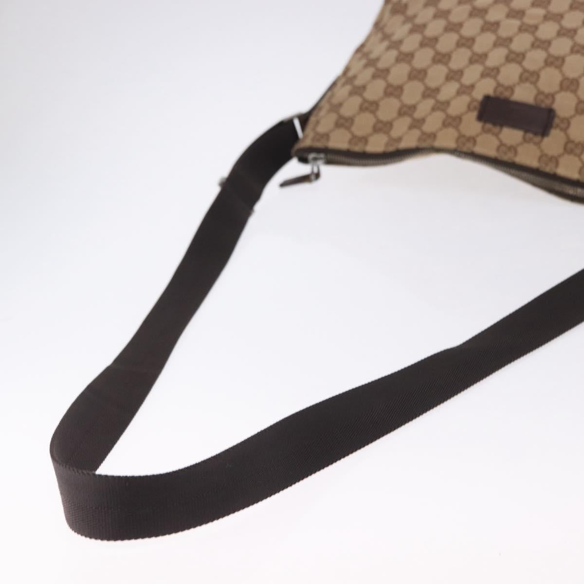 GUCCI GG Canvas Shoulder Bag Beige Silver 110054 Auth 193535