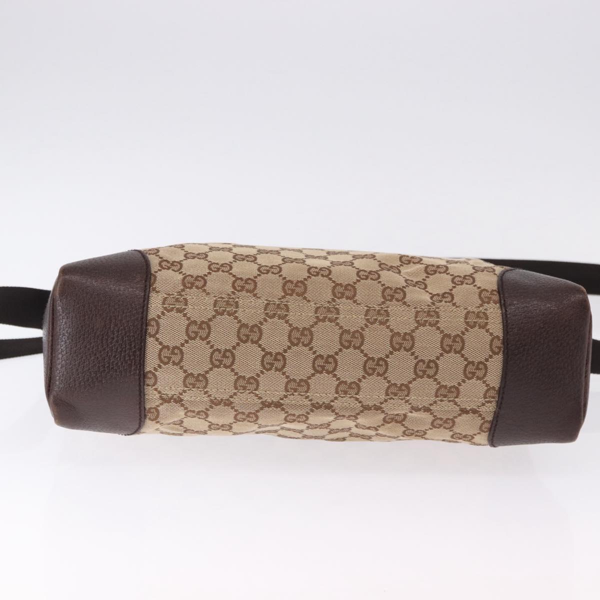 GUCCI GG Canvas Shoulder Bag Beige Silver 110054 Auth 193535