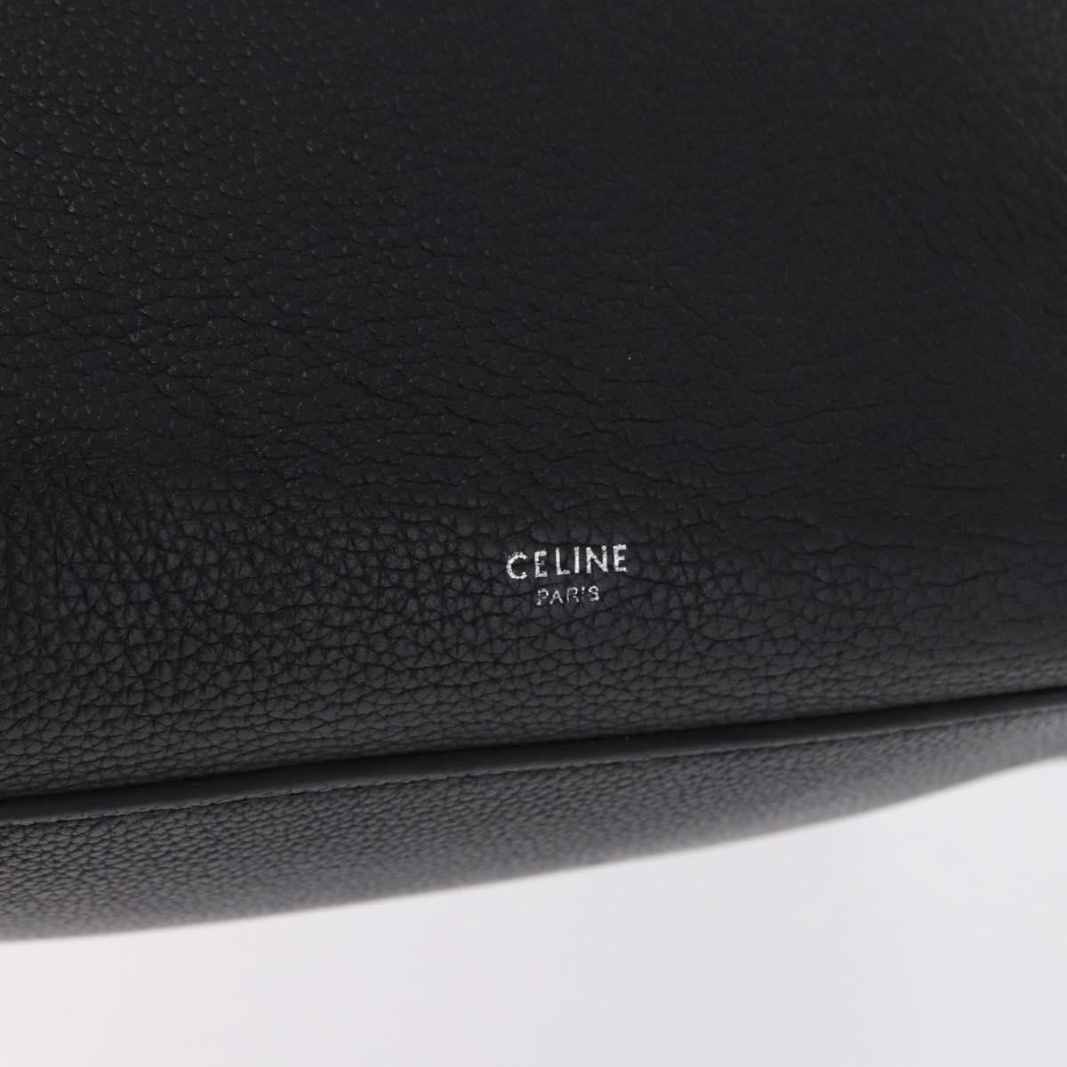 CELINE Big Bag Small Leather 2way Black Silver Auth 193536V