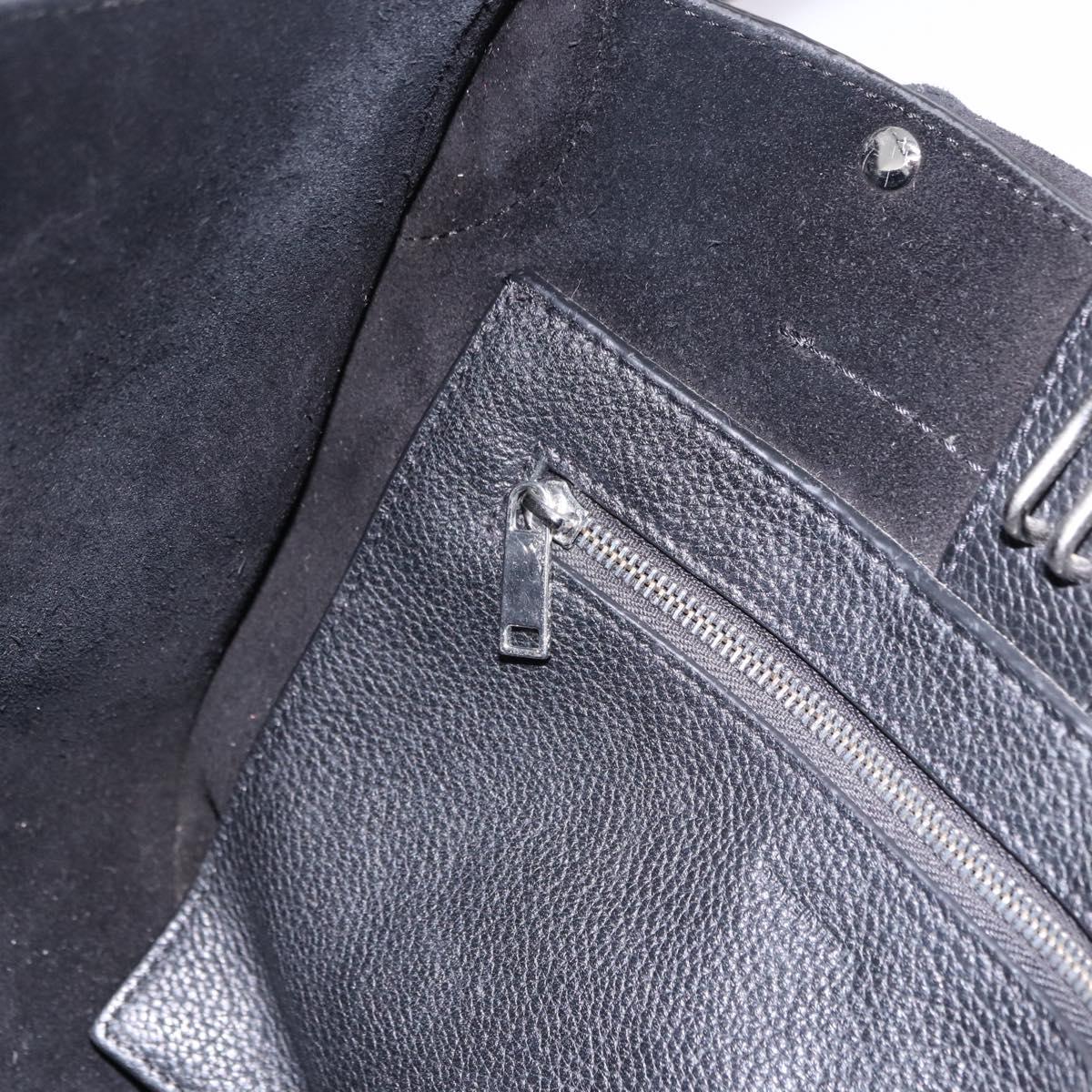 CELINE Big Bag Small Leather 2way Black Silver Auth 193536V