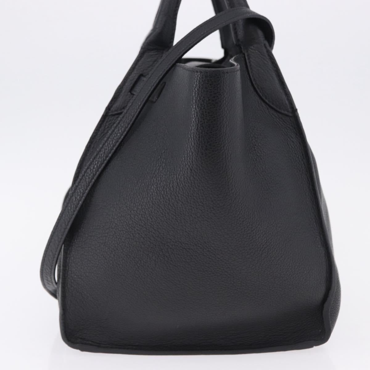 CELINE Big Bag Small Leather 2way Black Silver Auth 193536V