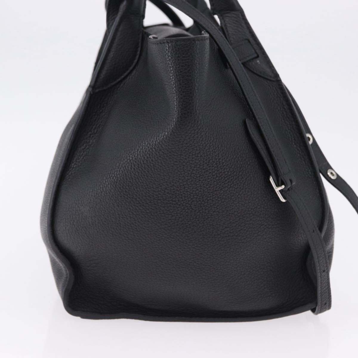 CELINE Big Bag Small Leather 2way Black Silver Auth 193536V