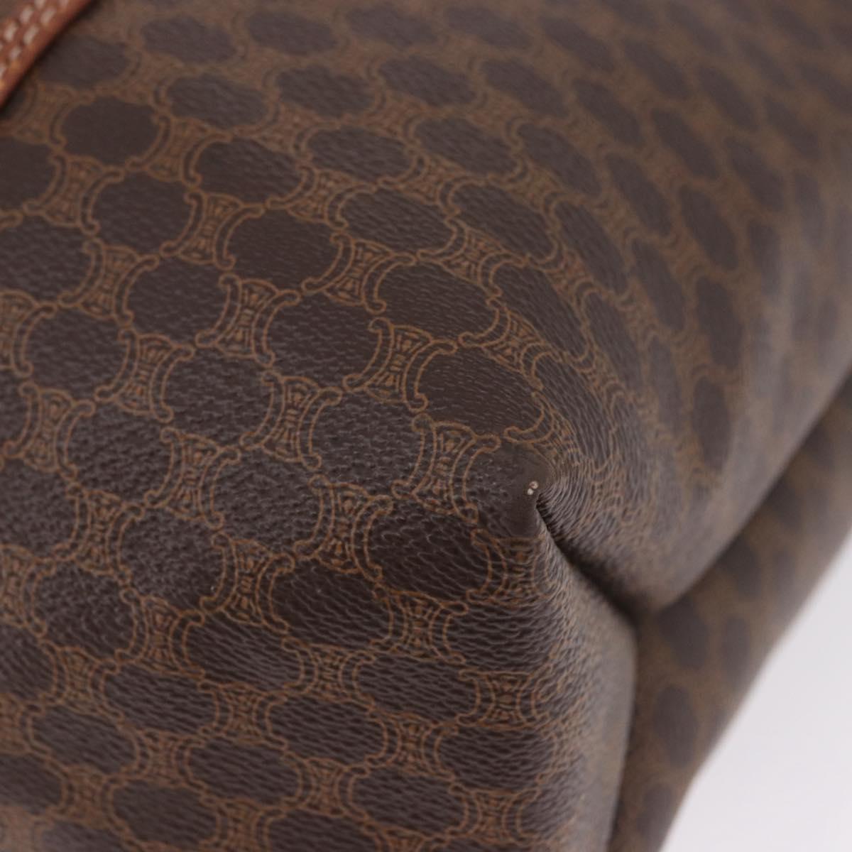 CELINE Macadam Canvas Tote Bag PVC Leather Brown Gold Auth 193538