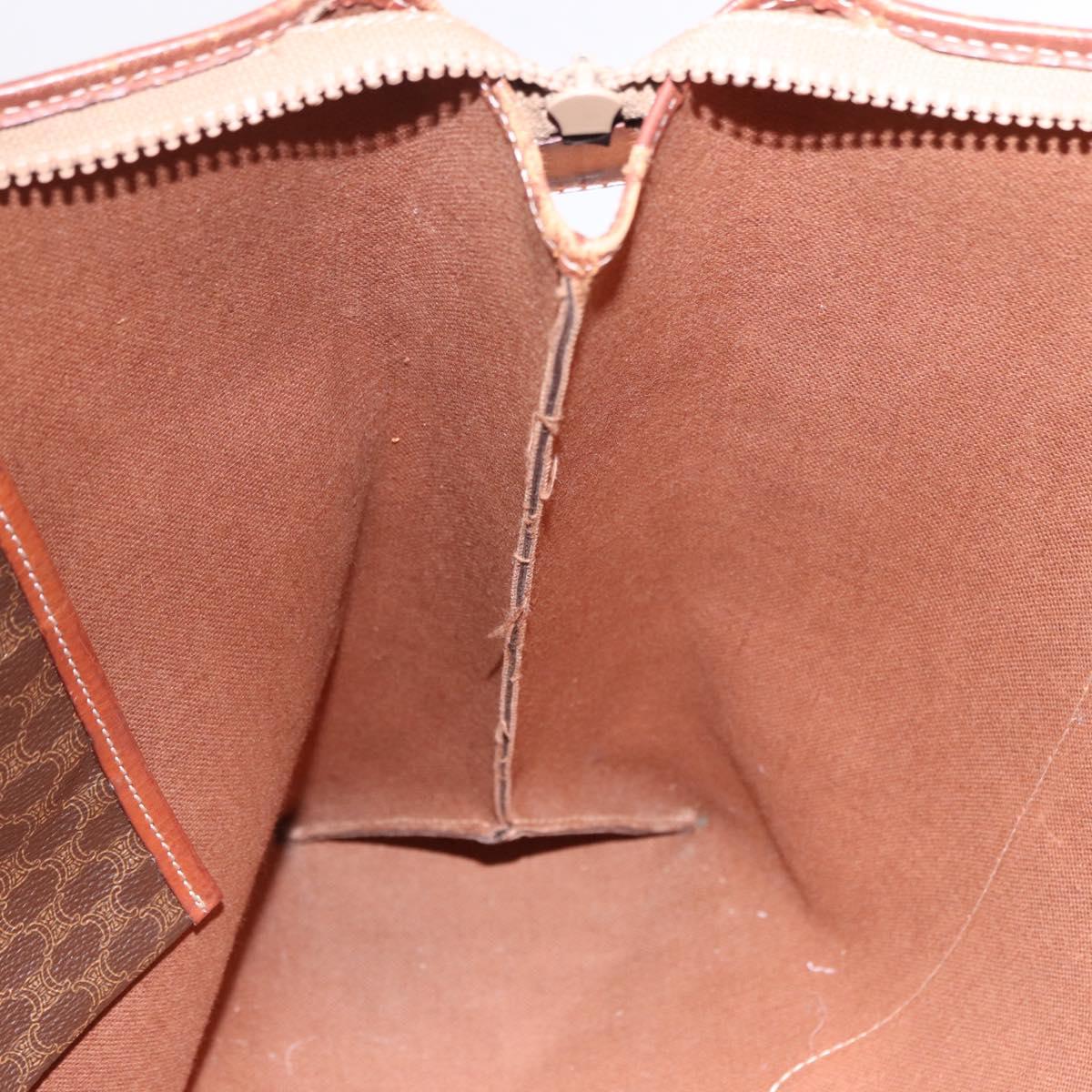 CELINE Macadam Canvas Tote Bag PVC Leather Brown Gold Auth 193538