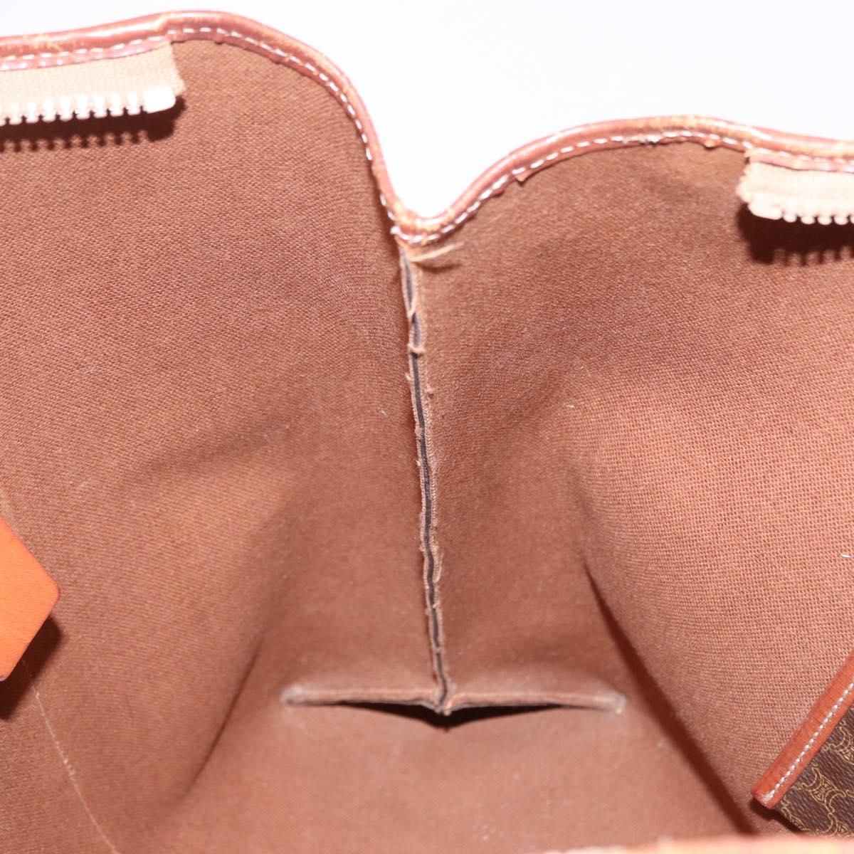 CELINE Macadam Canvas Tote Bag PVC Leather Brown Gold Auth 193538