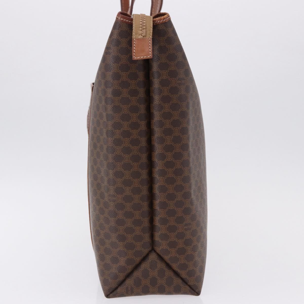 CELINE Macadam Canvas Tote Bag PVC Leather Brown Gold Auth 193538
