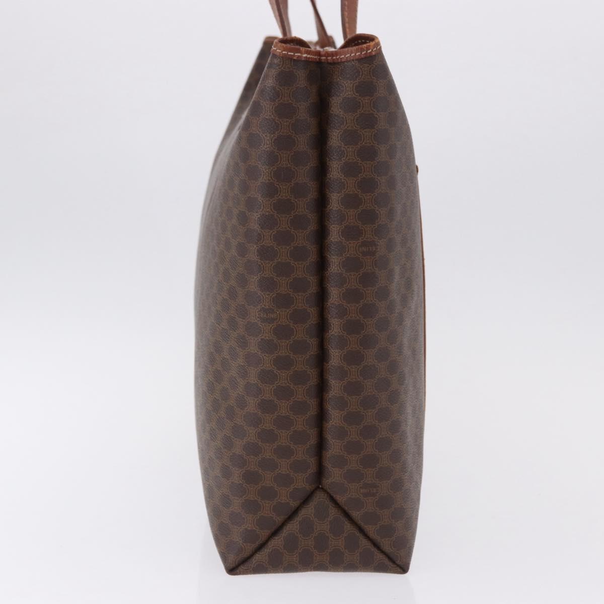 CELINE Macadam Canvas Tote Bag PVC Leather Brown Gold Auth 193538