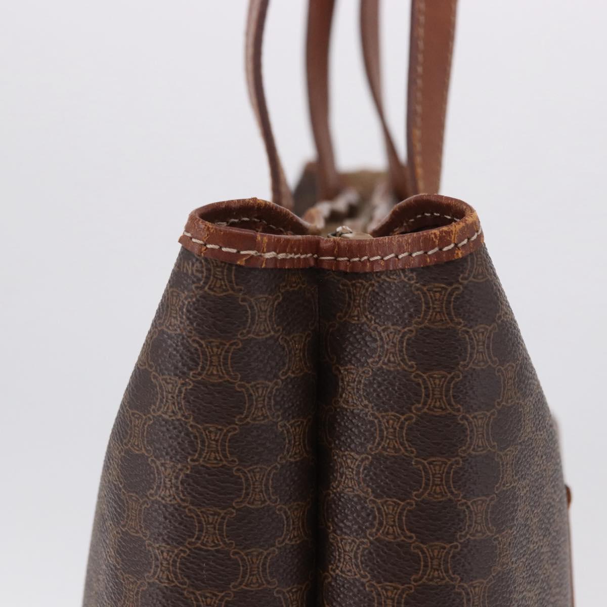CELINE Macadam Canvas Tote Bag PVC Leather Brown Gold Auth 193538