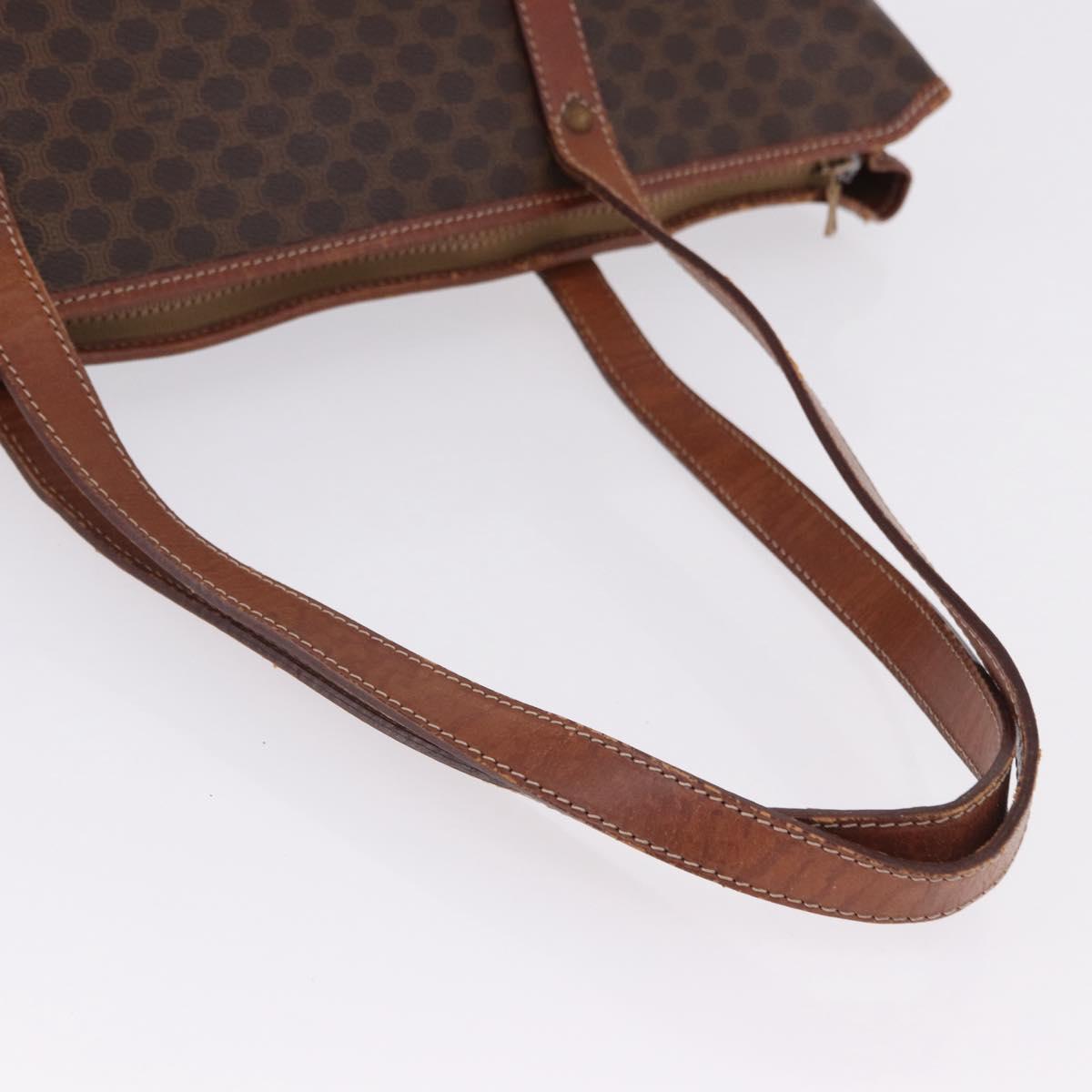 CELINE Macadam Canvas Tote Bag PVC Leather Brown Gold Auth 193538