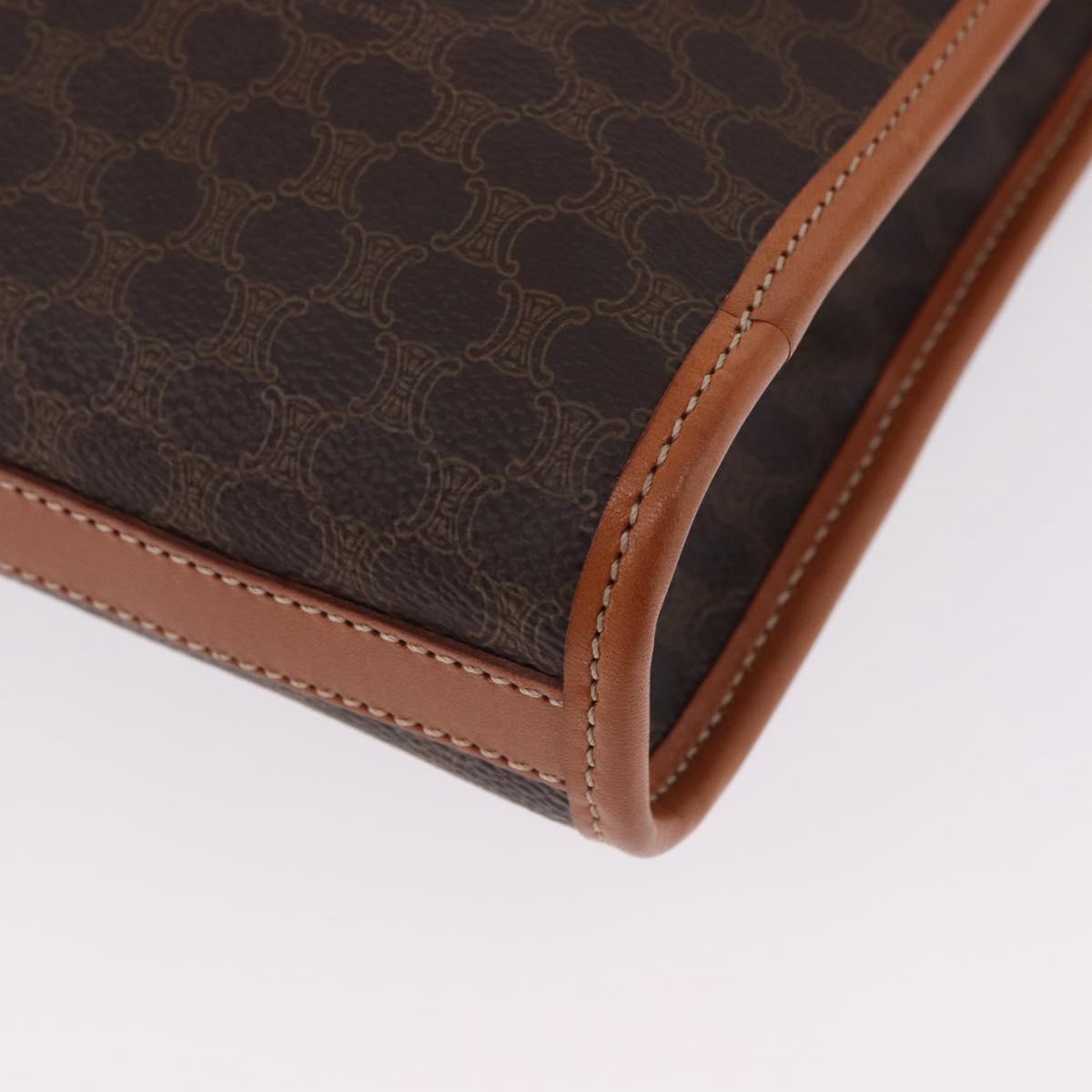CELINE Macadam Canvas Clutch Bag PVC Leather Brown Gold Auth 193540V