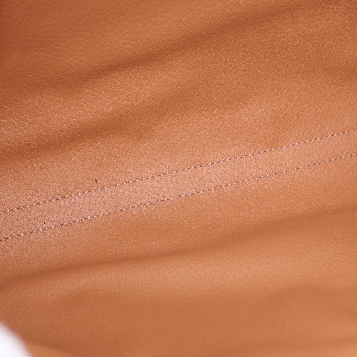 CELINE Macadam Canvas Clutch Bag PVC Leather Brown Gold Auth 193540V