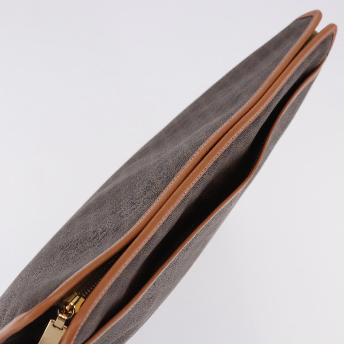 CELINE Macadam Canvas Clutch Bag PVC Leather Brown Gold Auth 193540V