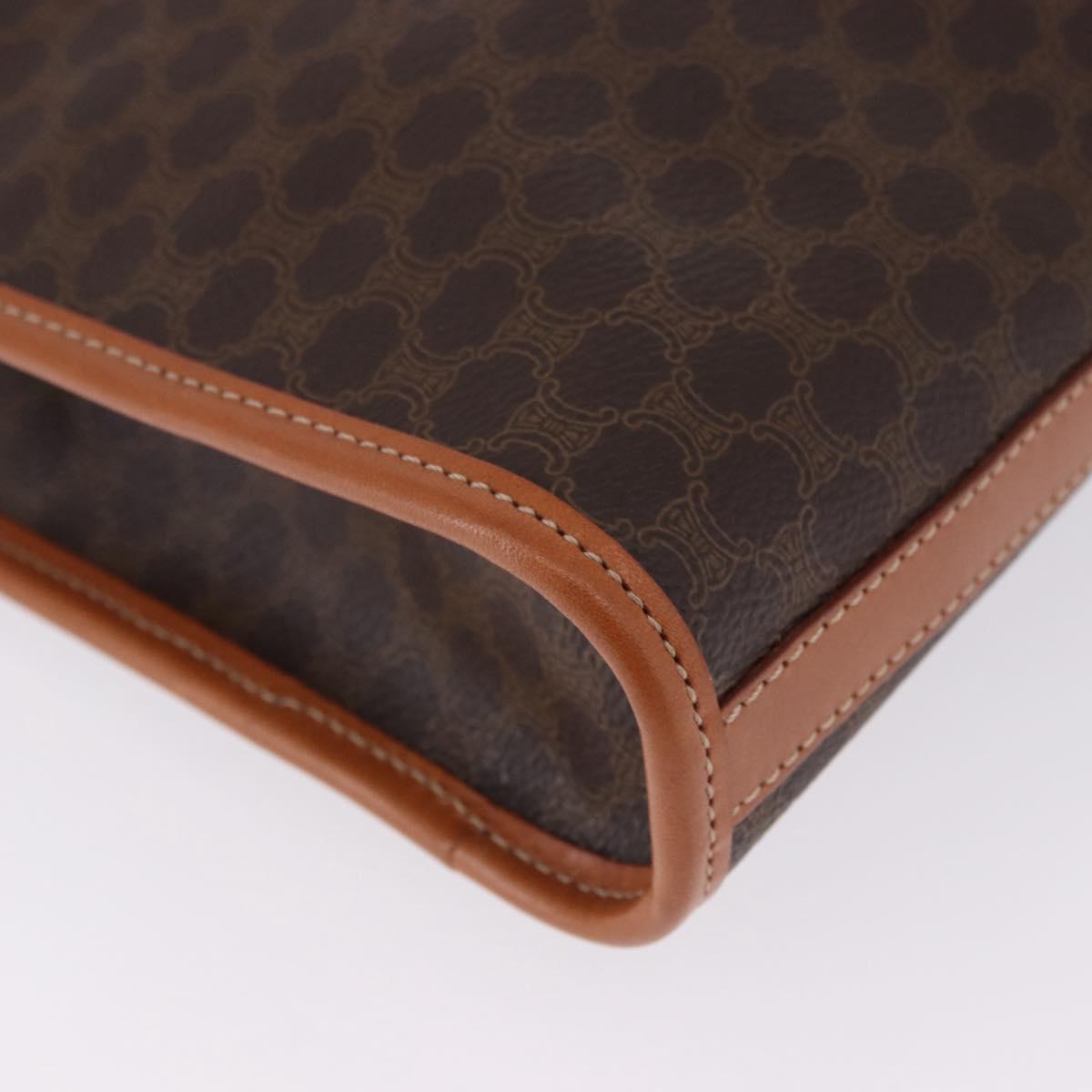 CELINE Macadam Canvas Clutch Bag PVC Leather Brown Gold Auth 193540V