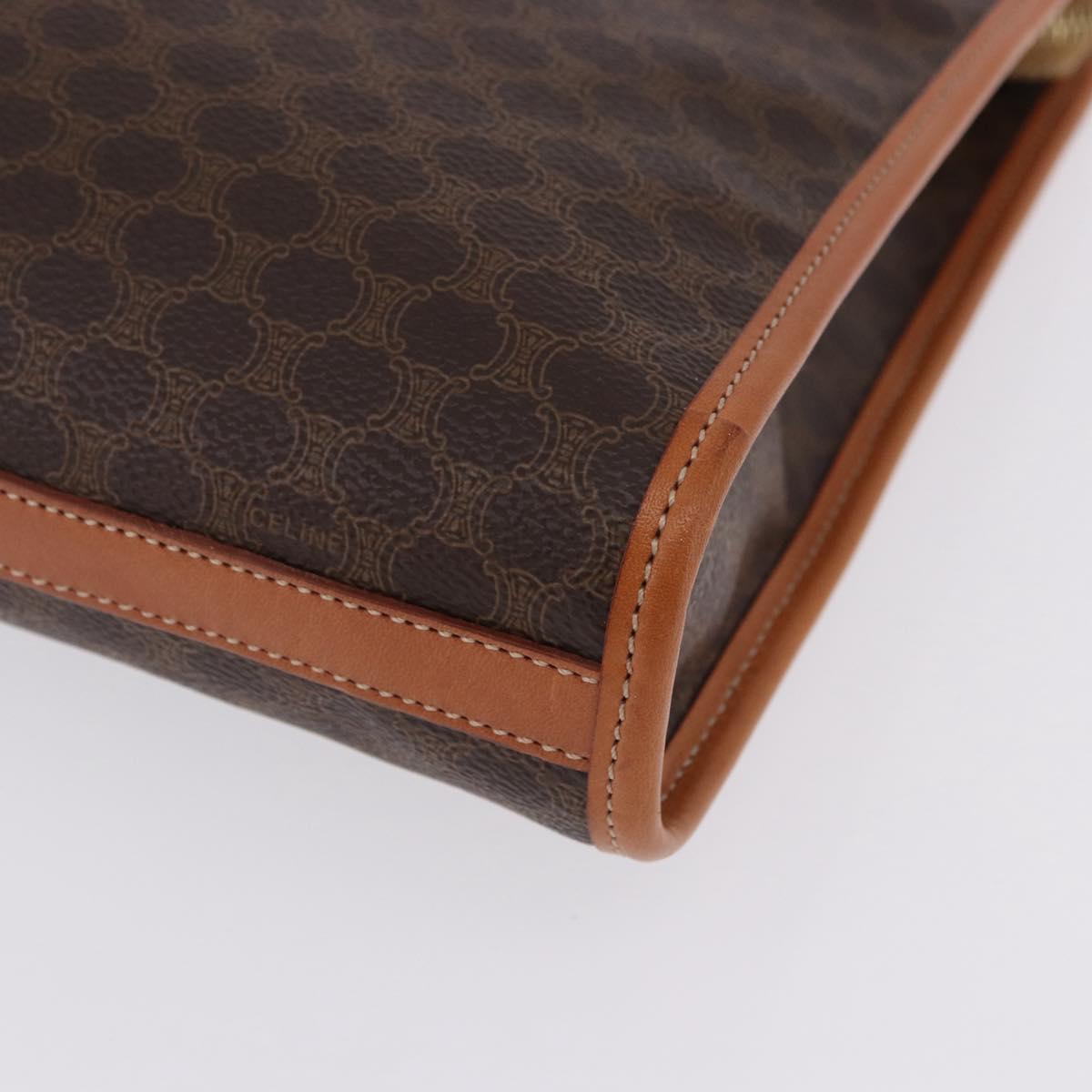CELINE Macadam Canvas Clutch Bag PVC Leather Brown Gold Auth 193540V