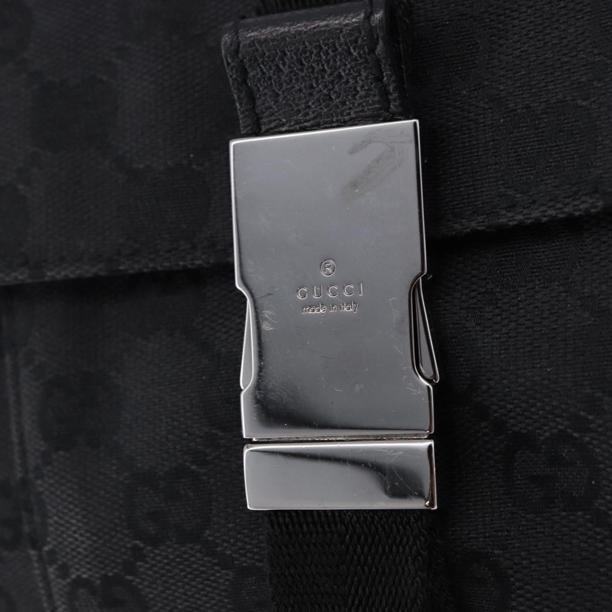 GUCCI GG Canvas Shoulder Bag Black Silver 131211 Auth 193541
