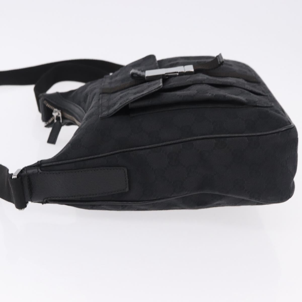 GUCCI GG Canvas Shoulder Bag Black Silver 131211 Auth 193541
