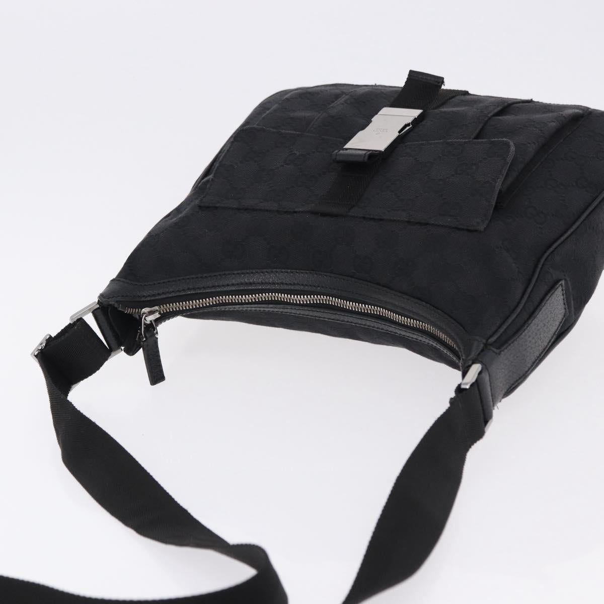GUCCI GG Canvas Shoulder Bag Black Silver 131211 Auth 193541