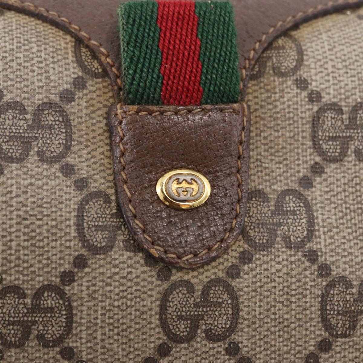 GUCCI GG Supreme Web Sherry Line Bag PVC Beige Gold 89 02 018 Auth 193543