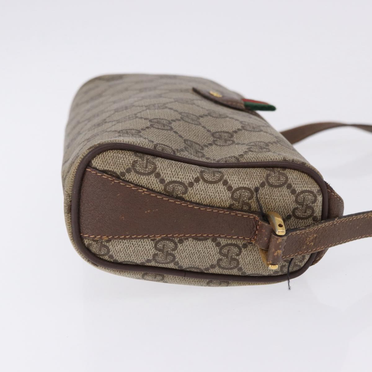 GUCCI GG Supreme Web Sherry Line Bag PVC Beige Gold 89 02 018 Auth 193543