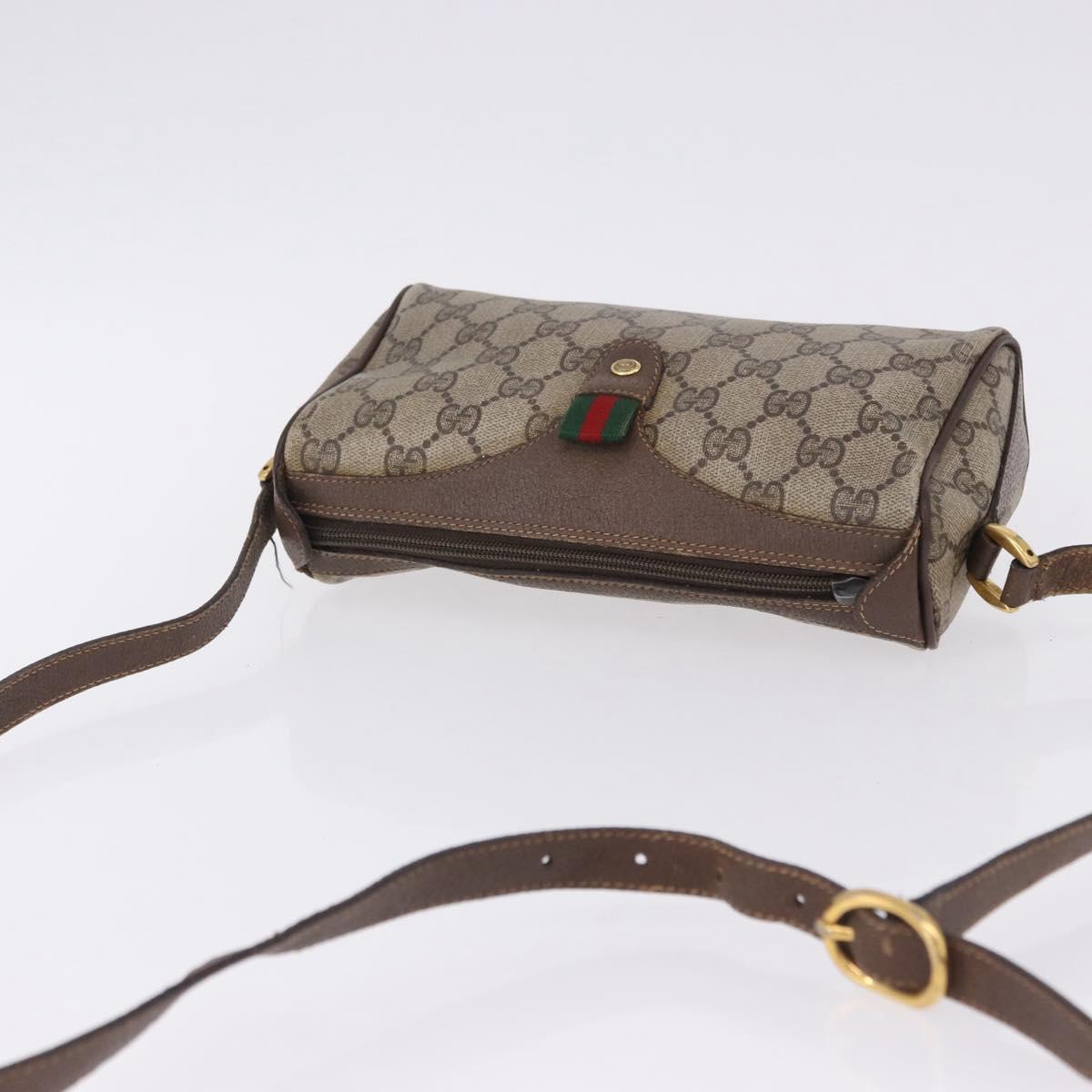 GUCCI GG Supreme Web Sherry Line Bag PVC Beige Gold 89 02 018 Auth 193543