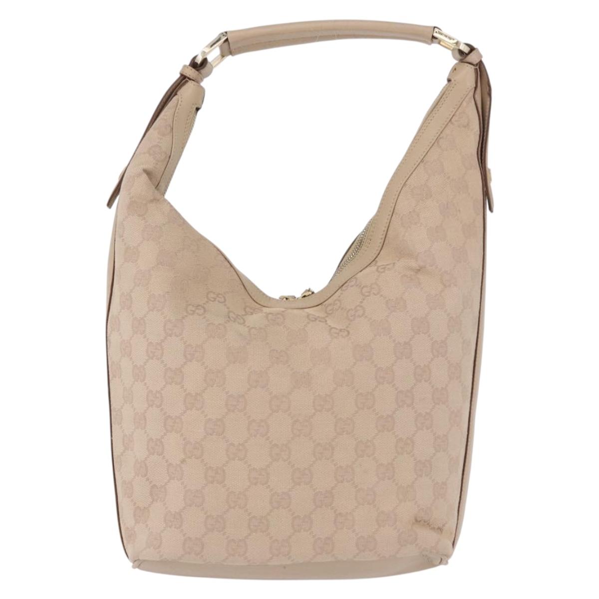 GUCCI GG Canvas Shoulder Bag Beige Gold 73885 Auth 193546A