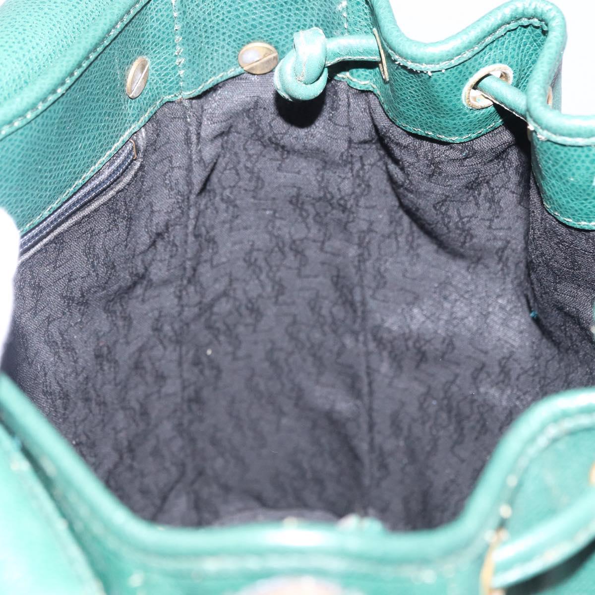 SAINT LAURENT Shoulder Bag Leather Green Gold Auth 193547A