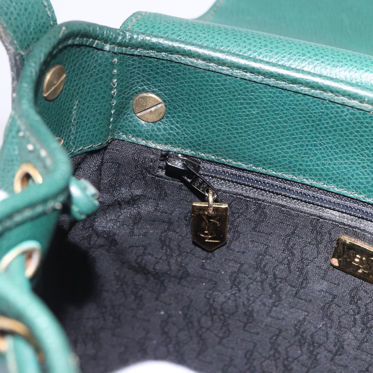 SAINT LAURENT Shoulder Bag Leather Green Gold Auth 193547A