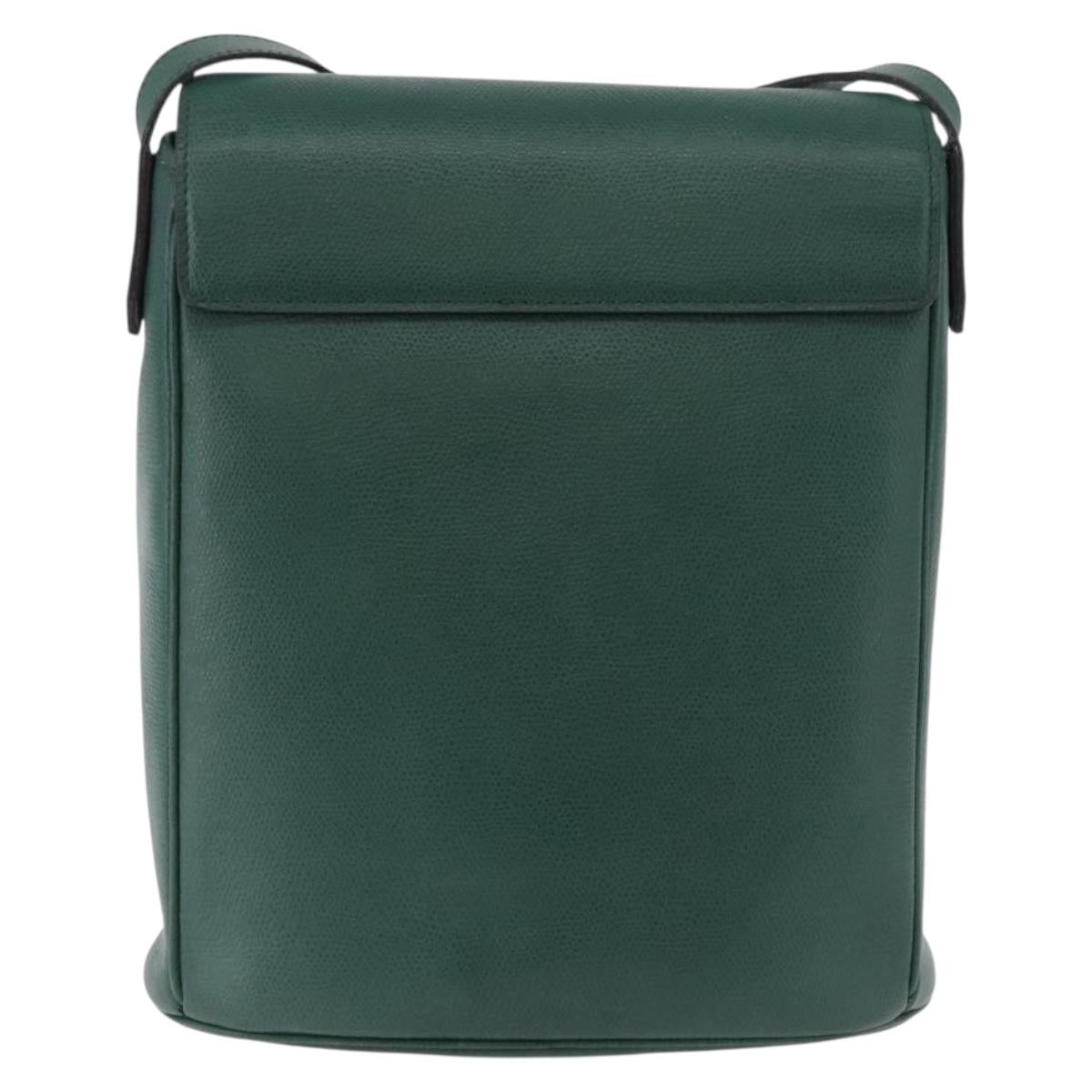 SAINT LAURENT Shoulder Bag Leather Green Gold Auth 193547A