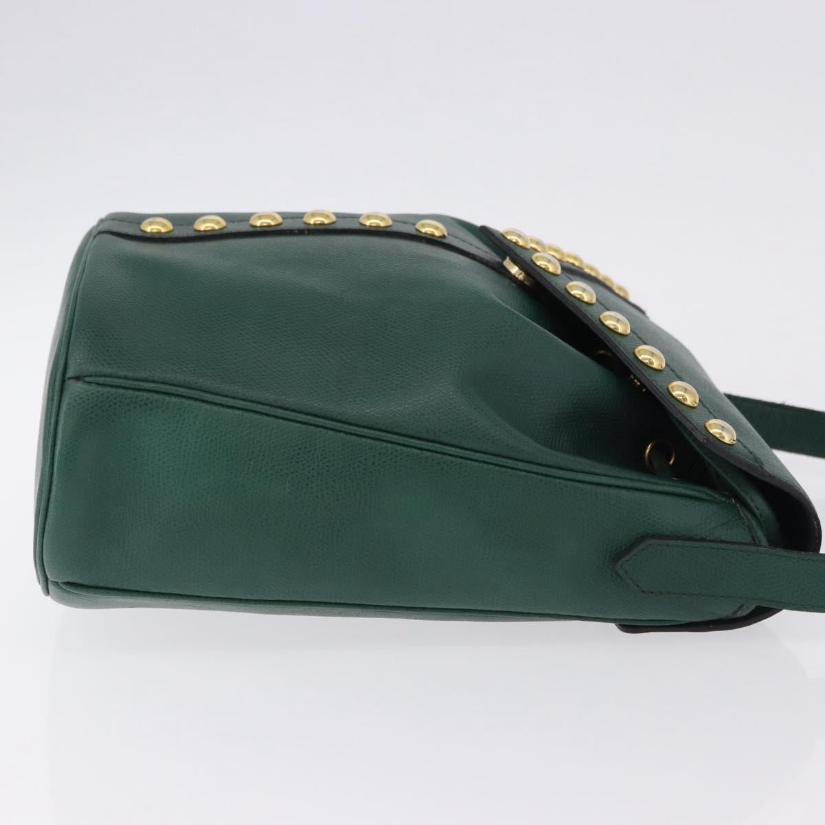 SAINT LAURENT Shoulder Bag Leather Green Gold Auth 193547A
