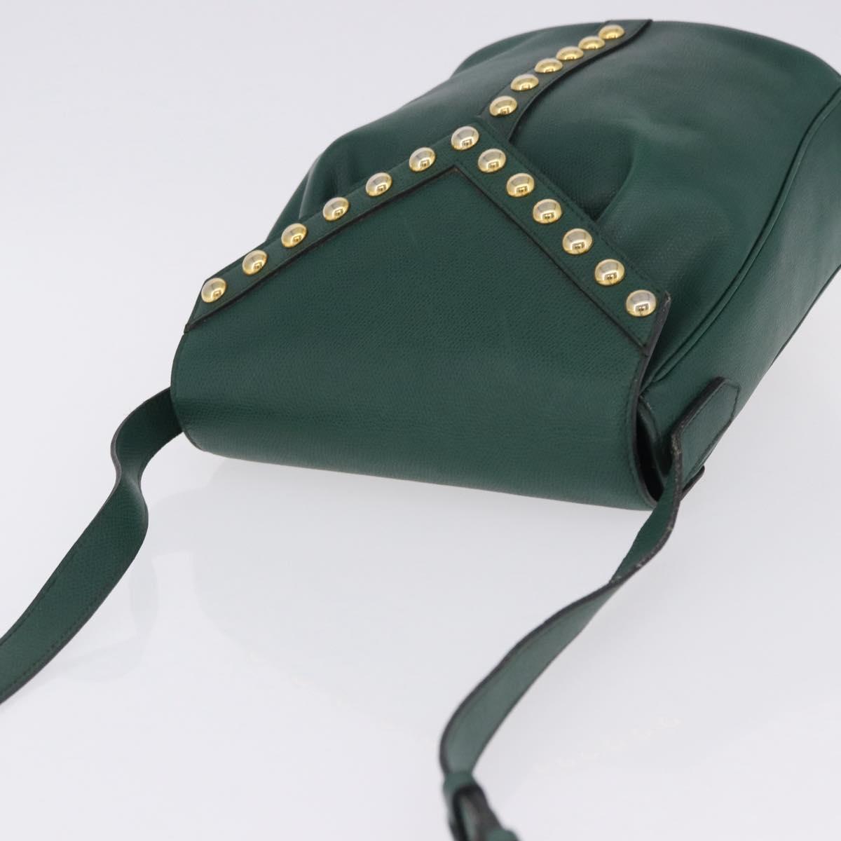 SAINT LAURENT Shoulder Bag Leather Green Gold Auth 193547A