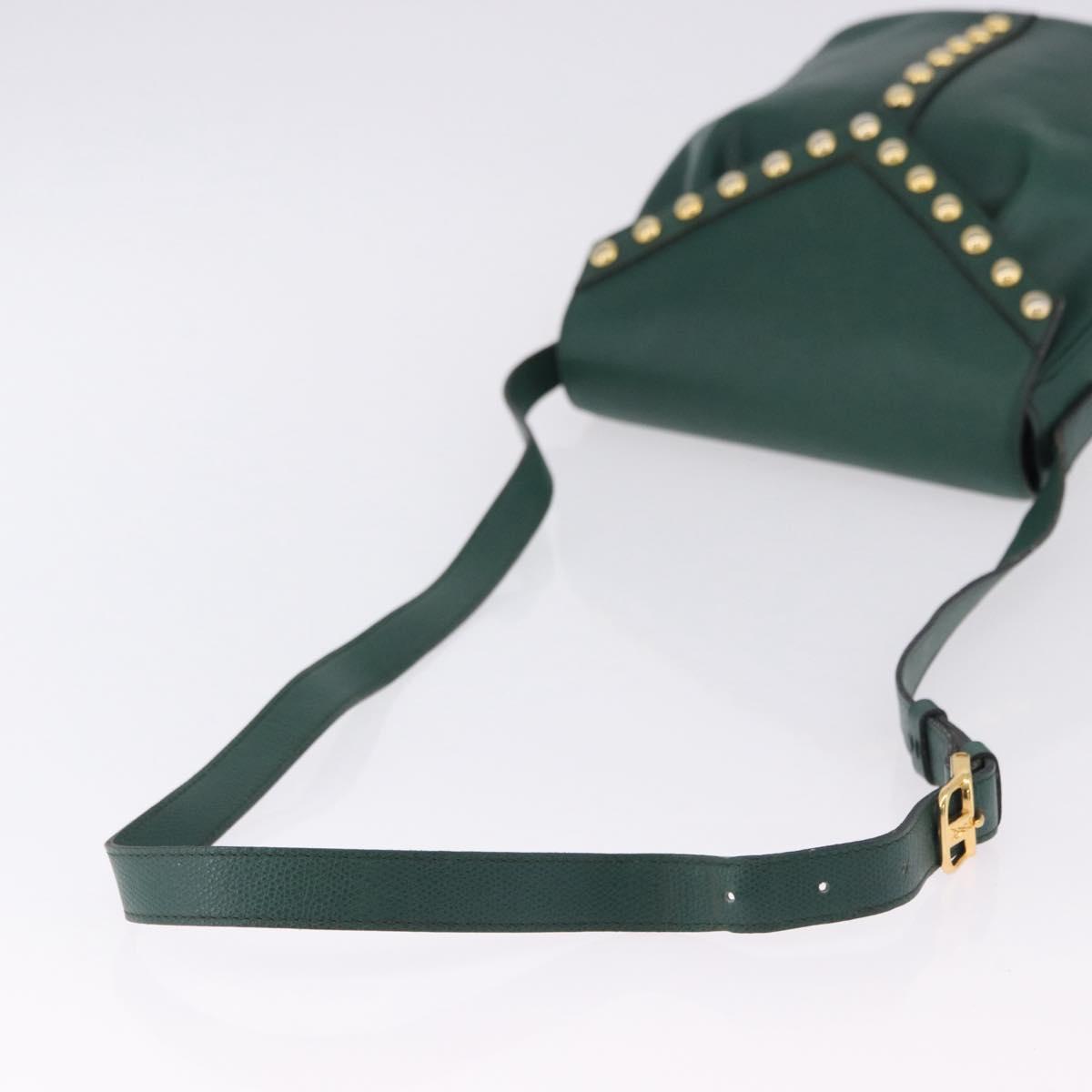 SAINT LAURENT Shoulder Bag Leather Green Gold Auth 193547A