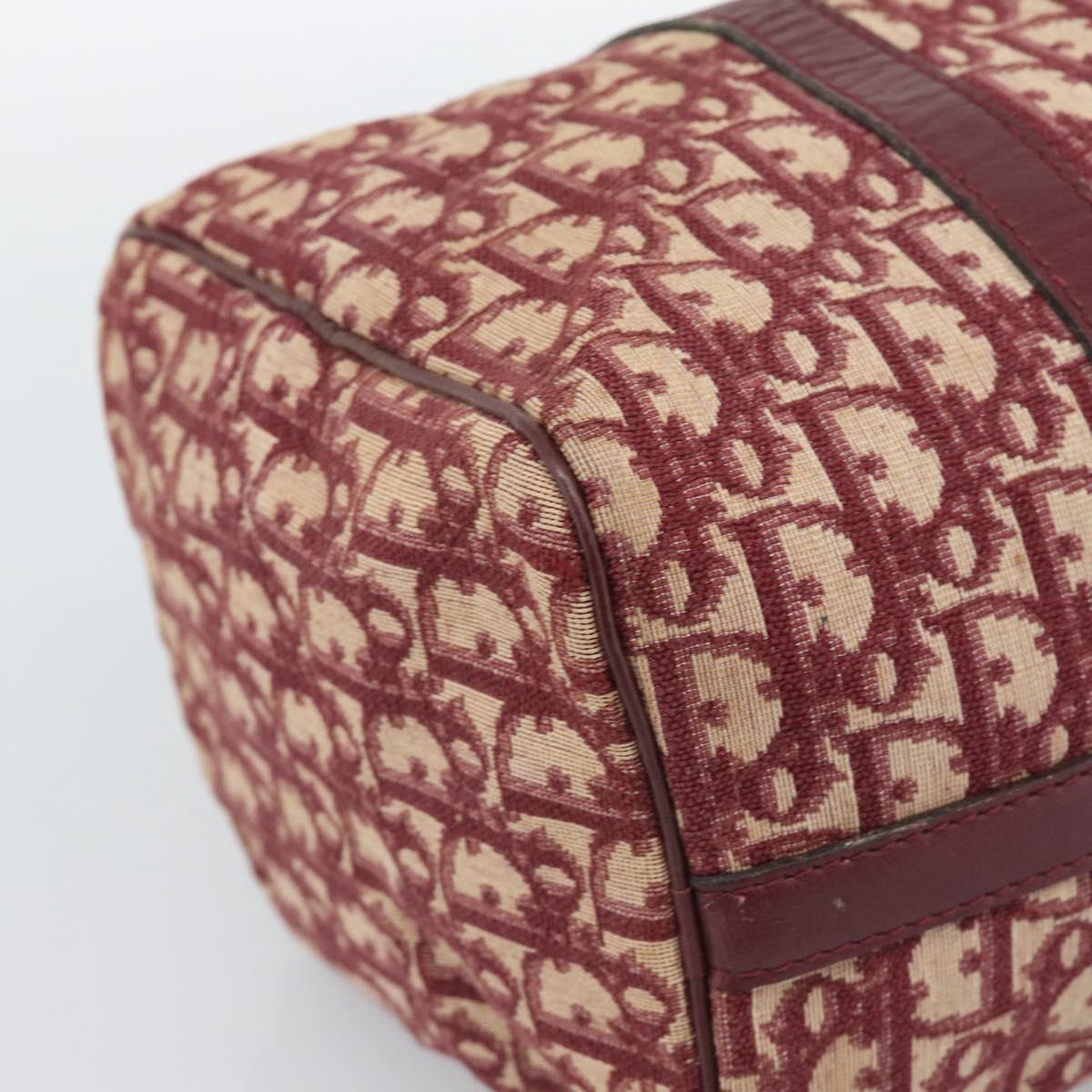 Christian Dior Trotter Canvas Boston Bag Red Gold Auth 193548
