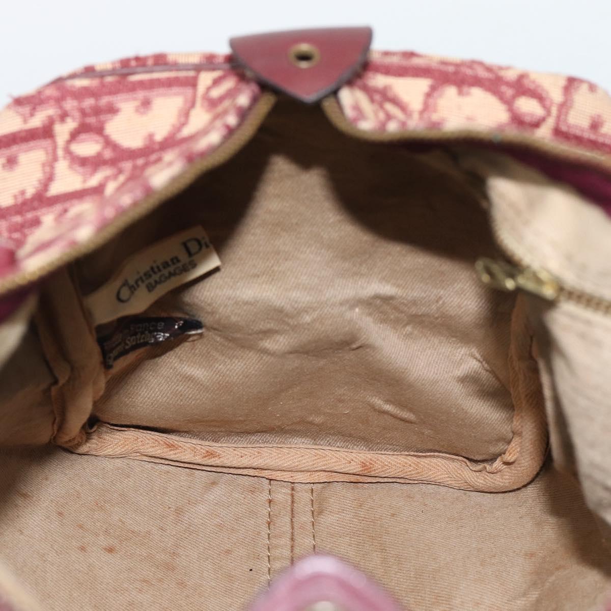 Christian Dior Trotter Canvas Boston Bag Red Gold Auth 193548